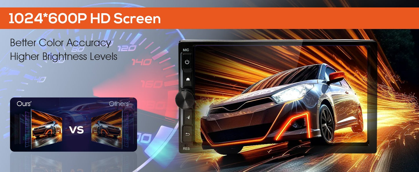 Haudio Double Din Car Stereo, 7" Car Radio with Wireless Carplay/Android Auto/BT 4.1/Backup Camera/Mirror Link/WiFi/FM/AM/RDS