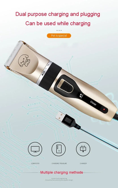 Máquina de Tosa para Cães e Gatos, Tosquiadeira para Animais de Estimação (Cães/Gatos/Coelhos), Aparador de Pelo, Barbeador, Conjunto Profissional Recarregável sem Fio