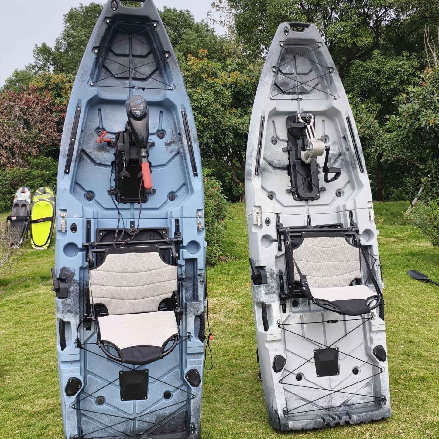 Caiaque Modular de 2 Lugares, Canoa HDPE Elétrica/a Pedal com Assentos de Alumínio, Barco de Pesca Portátil para Recreação em Lagos e no Mar