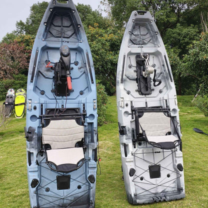 Caiaque Modular de 2 Lugares, Canoa HDPE Elétrica/a Pedal com Assentos de Alumínio, Barco de Pesca Portátil para Recreação em Lagos e no Mar