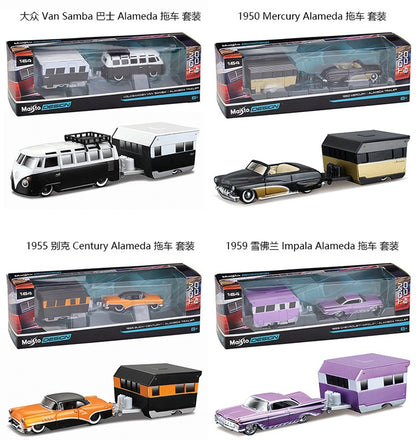 Maisto 1:64 Volkswagen Mercedes Benz Ford Chevrolet Brand collectible trailer die-cast precision model car Model collection gift