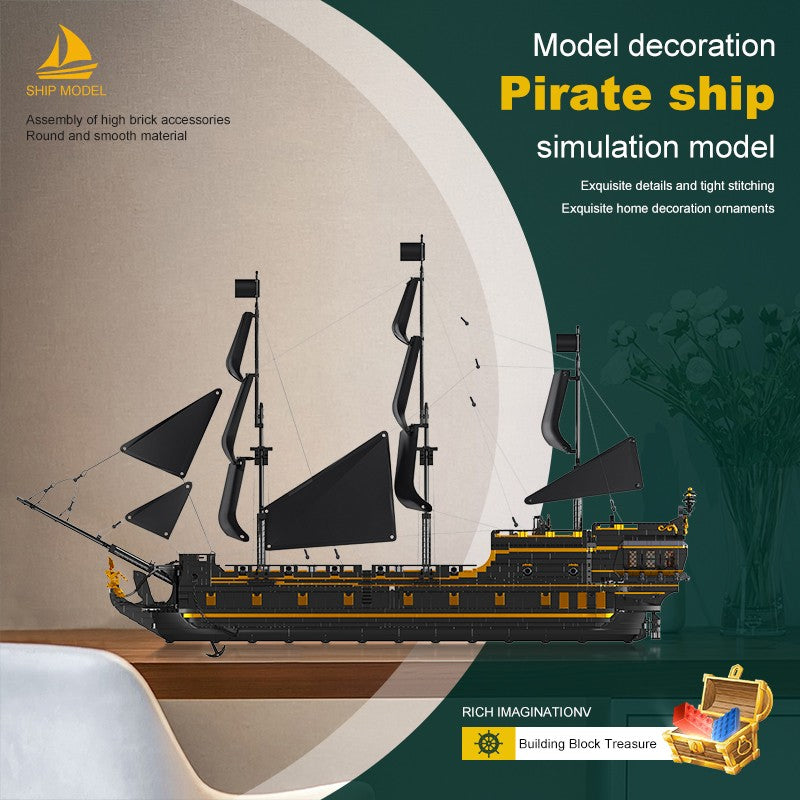 Mould King 13186 Pirate Ship Toys The Big Black Pearl Building Block Assembly Pirate Ship Brick Set Kids Christmas Gift