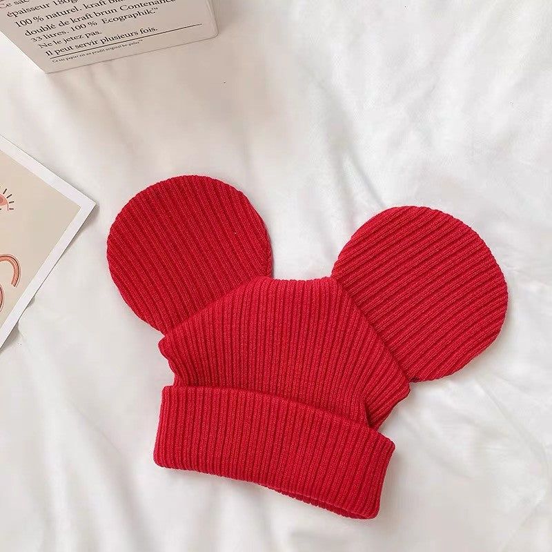 Disney Mickey Mouse Gorro de Malha Chapéu Desenho Animado Orelhas Criativas Touca de Inverno para Mulheres Homens Quente À Prova de Vento Chapéu para o Ar Livre