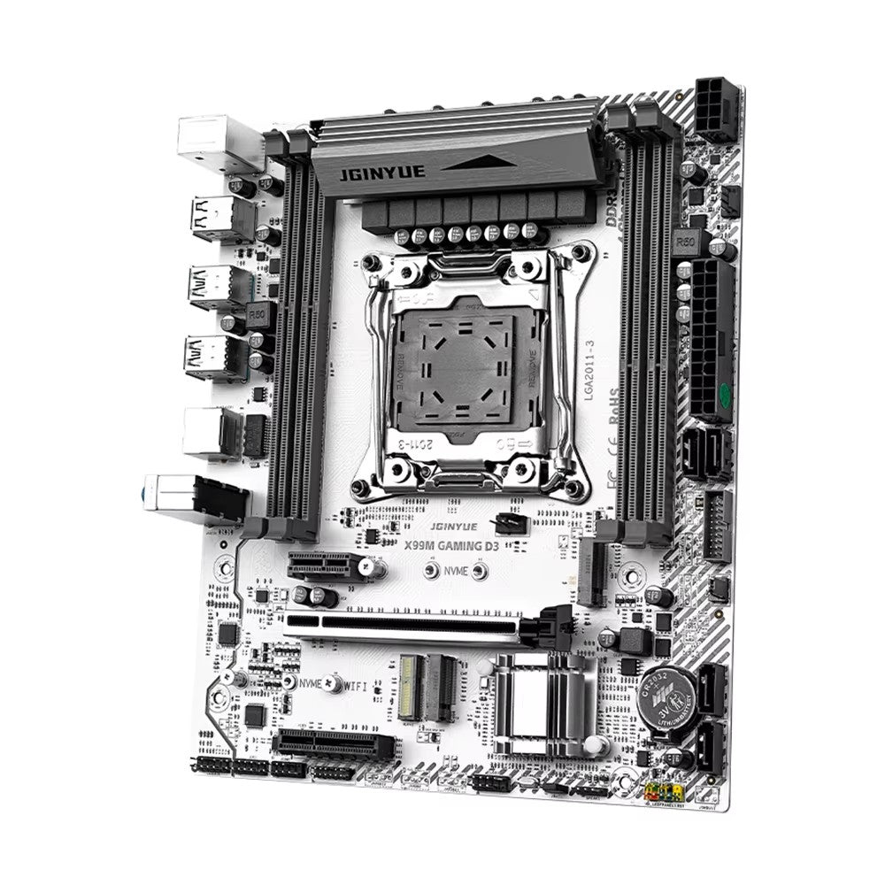 Placa-mãe JGINYUE X99 M-ATX combo E5 2680 V4 8GB*2 2133MHz DDR4 ECC kit de RAM RGB interface TPM diversão DIY novo software ARGB