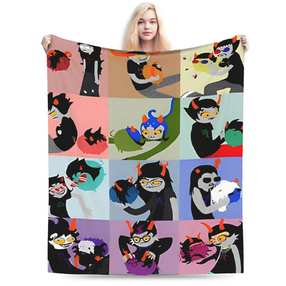 Manta de Flanela Homestucked Manga Cobertor Macio e Quente para Sofá Cama Viagem Engraçado Colcha Capa de Sofá-Cama