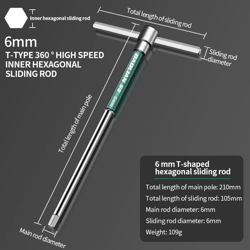 Chave de fenda Torx T/L 2.5/3/4/5/6/8/10mm Chave Allen Tipo T Cromada Chave Inglesa em Forma de T Ferramenta Manual Chave de Boca Tipo T Estendida