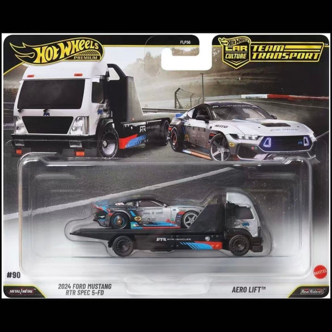 Hot Wheels FLF56 Car Hauler Series Mercedes-Benz 300SLR Corvette Ford Mustang Modelos de Carros Fundidos Carros de Simulação Aniversário Menino Pr
