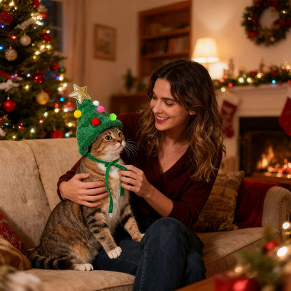 Fantasia de Natal de Cãozinho Gato Acessórios de Chapéu de Papai Noel de Natal para Gatos Suprimentos para Vestir Animais de Estimação de Feriado Touca de Natal para Animais de Estimação