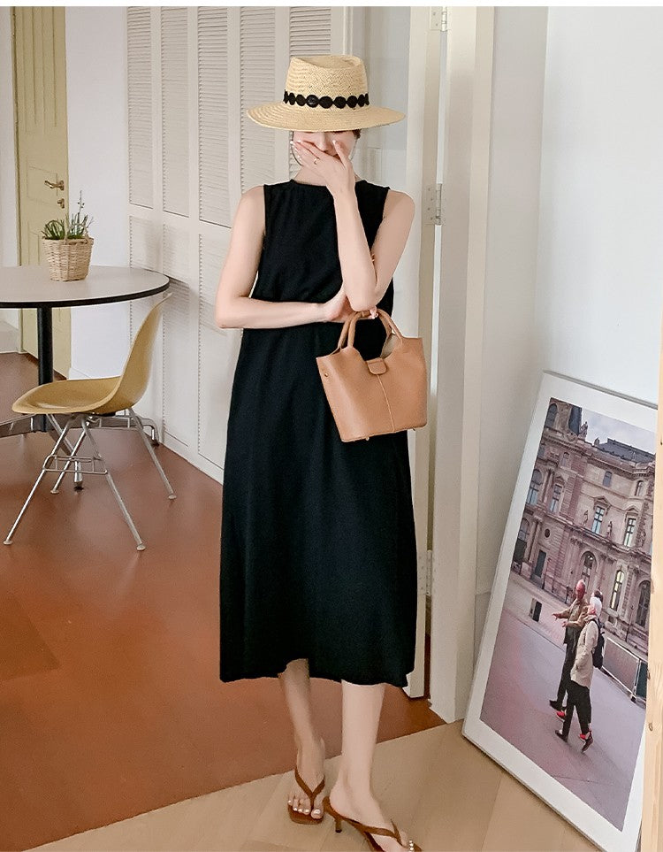 NYFS 2025 Summer New Korea Woman Dress Vestidos Robe Elbise Loose Plus Size Solid Sleeveless Backless Long Dress L-4XL