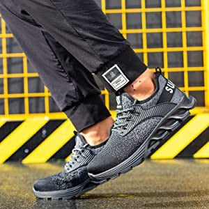 SUADEX Men Women Safety Shoes Steel Toe Boots Anti-Smashing Work Shoes Lightweight Breathable Composite Toe Men EUR Size 37-48