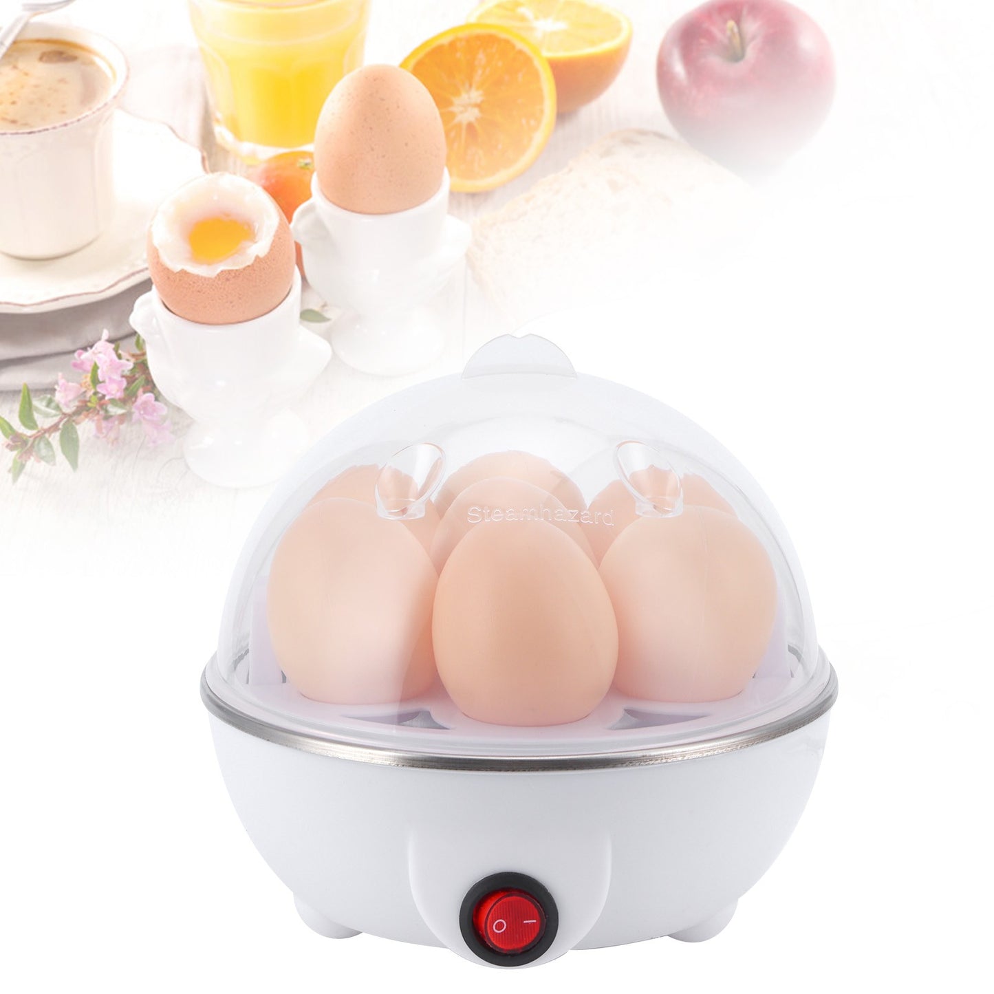 Panela Elétrica de Ovos para Uso Doméstico, Cozedor de Ovos para Café da Manhã, Mini Panela de Ovos Multifuncional, Vaporizador de Camada Única para Cozinha