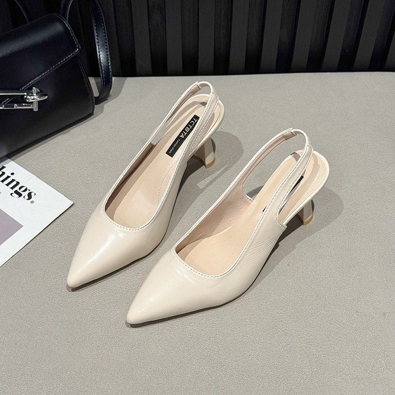 New style pointed-toe fashionable high heels women's thin-heel outdoor toe-cap sandals with shallow back opening single shoes