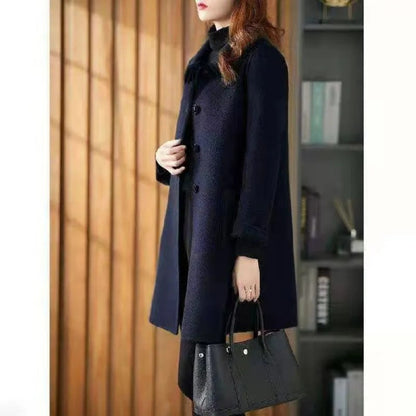 Fashionable Age-Reducing Double-Sided Woolen Coat Medium-Length 2024 Spring New Loose-Fit Slimming Woolen Jacket For Women