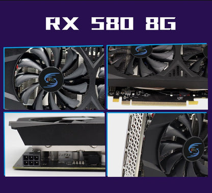 Placa de Vídeo para Jogos RX 580 8GB 2048SP GPU Radeon Série RX580 Placa de Vídeo para Computador de Mesa para Jogos