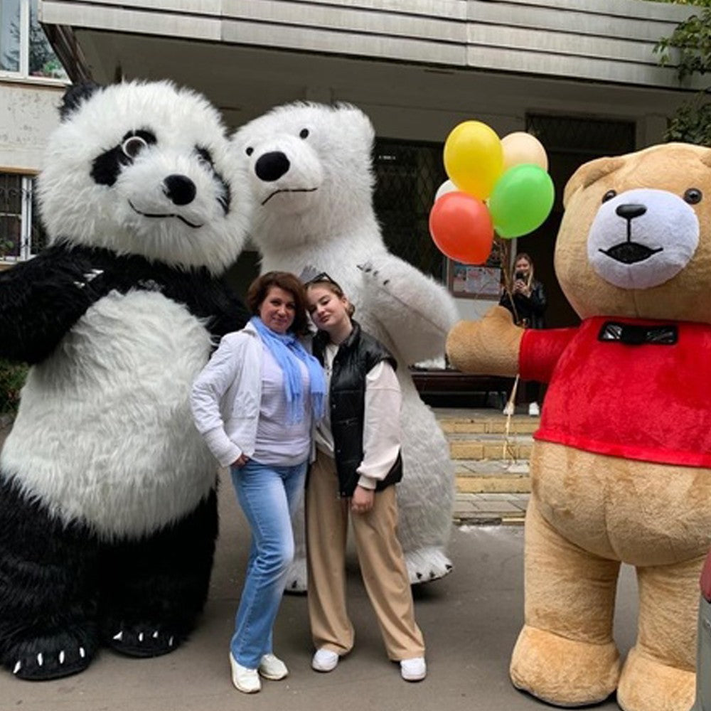 US stock Inflatable Polar Bear Costume Mascot for Advertising Christmas Halloween Adult Fursuit Panda Gorilla Carnival Suit