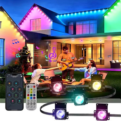 Smart Permanent Outdoor Lights Eaves Lights IP67 Waterproof Light String with App Remote Control Music Sync for House Roof Decor