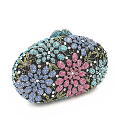 female Hollow Out Golden/black/gray Diamond Wedding Party Handbag Purse Women Crystal Clutch Evening Minaudiere Bag mom gifts