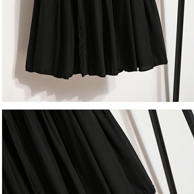 A-line Skirt High Waist Casual Slimming Cake Skirt Versatile Mid Length Dress Youthful Women New In Clothes Sweet Black Trend