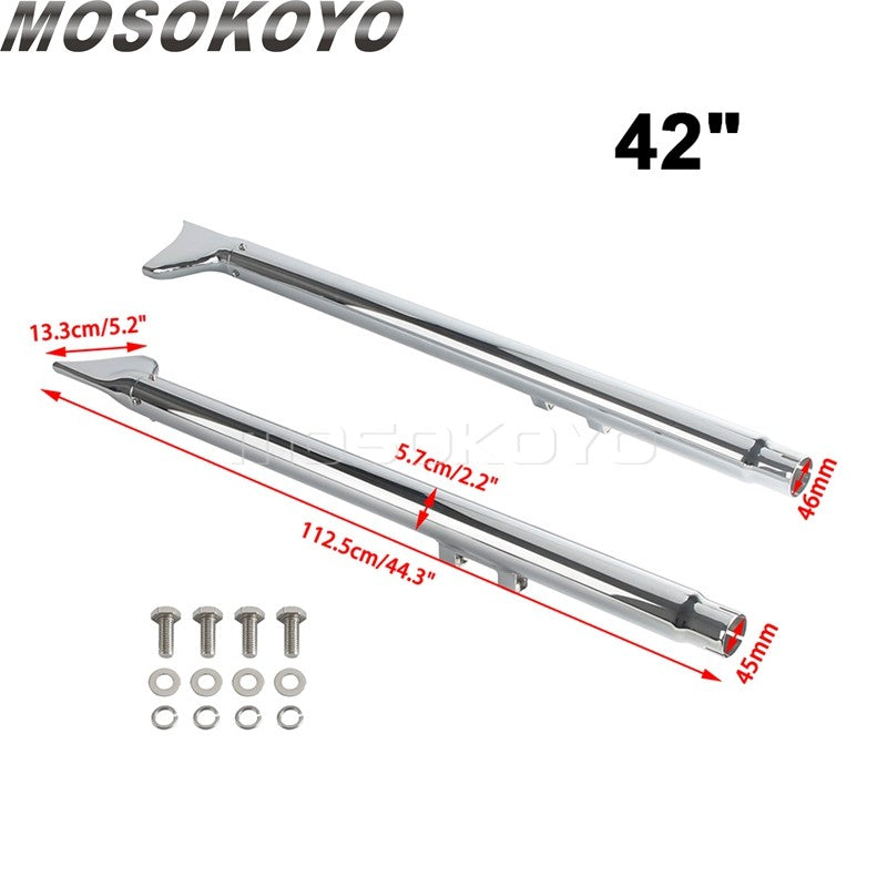 Fishtail Exhaust Pipes 42" Mufflers For Harley Softail Standard Deuce Springer Rocker Night Train Deluxe Heritage Classic 07-17