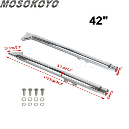 Fishtail Exhaust Pipes 42" Mufflers For Harley Softail Standard Deuce Springer Rocker Night Train Deluxe Heritage Classic 07-17