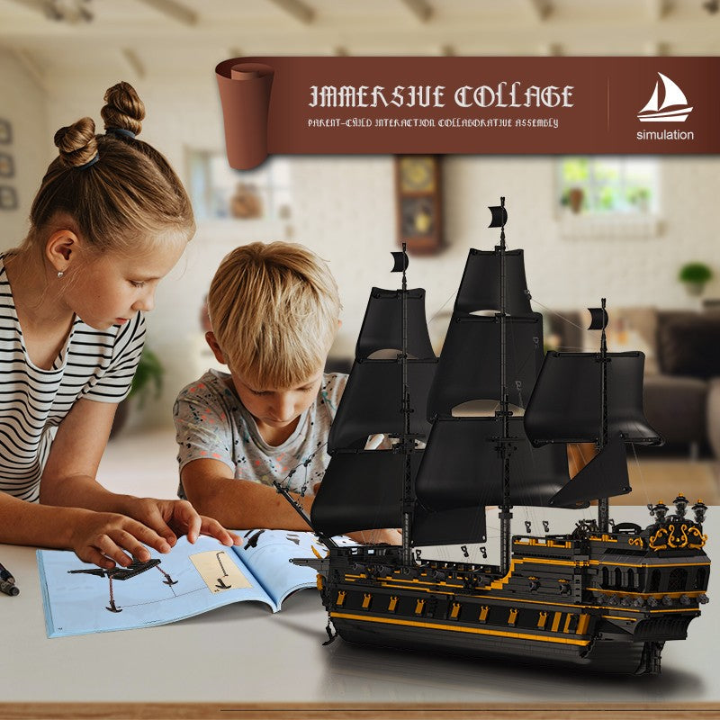 Mould King 13186 Pirate Ship Toys The Big Black Pearl Building Block Assembly Pirate Ship Brick Set Kids Christmas Gift