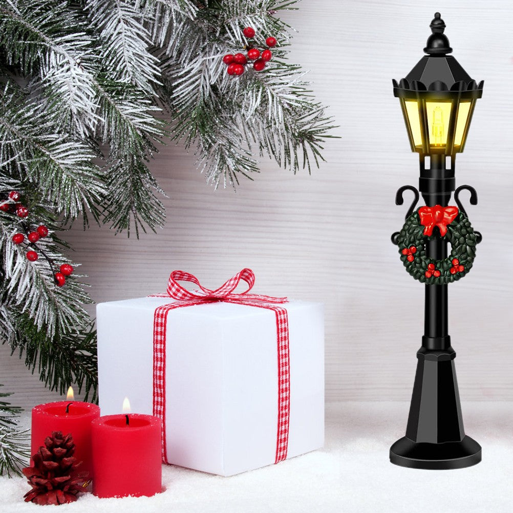 4 Pcs Christmas Mini Street Light Models Dollhouse Streetlight Miniature Village Pathway Lantern Post for DIY Micro Landscape