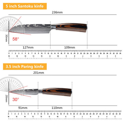 Conjunto de Facas de Chef 1-10 Peças Facas de Cozinha Padrão Damasco a Laser Faca Japonesa Santoku Afiada Cutelo Faca Utilitária para Fatiar