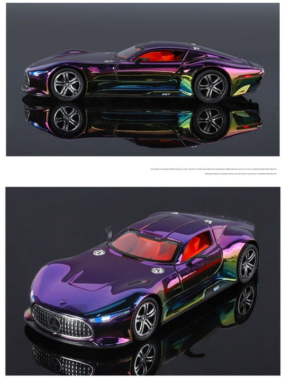 1:24 Visão GT 300SL Carro Esportivo Modelo Liga Fundida Brinquedos Som Luz Puxar para Trás Portas Abertas Veículos Miniatura Presentes para Crianças