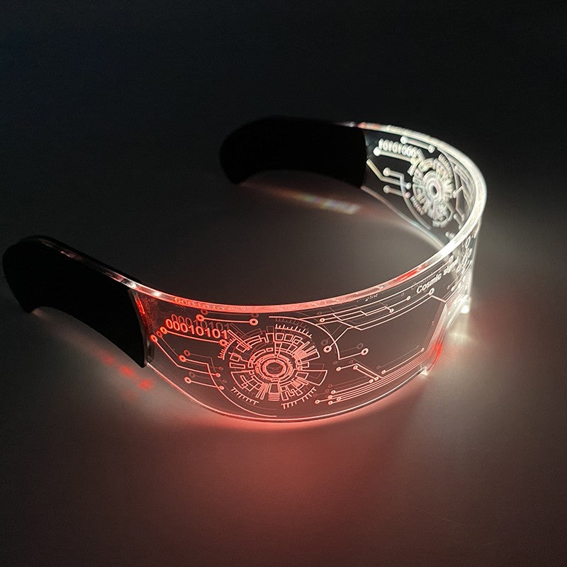 Led Luminous Glasses Bar Masquerade Concert Rave Goggles Rainbow Space Robot Futuristic Led DJ LIGHT Glasses Star Y2k Glasses