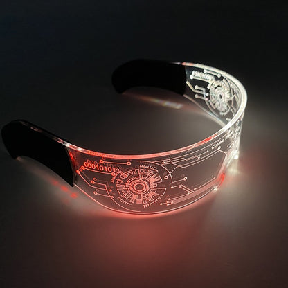 Led Luminous Glasses Bar Masquerade Concert Rave Goggles Rainbow Space Robot Futuristic Led DJ LIGHT Glasses Star Y2k Glasses