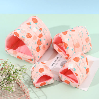 Inverno Bonito Desenho Animado Coelho Esquilo Mini Gaiola Ninho de Porquinho-da-Índia Pequenos Animais Ratos de Estimação Cama Casa de Hamster Quente Macia