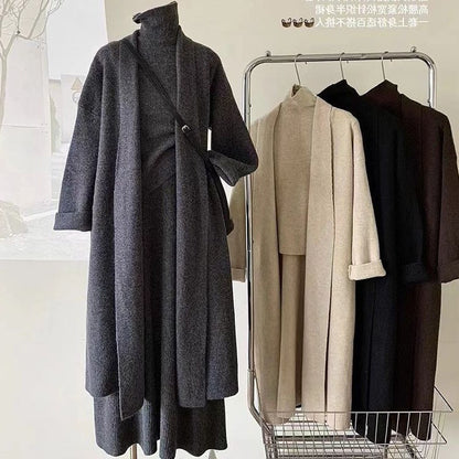 Gentle and Lazy Slimming Knitting 2025 Autumn New Loose Sweater Cardigan Skirt Fashion Set