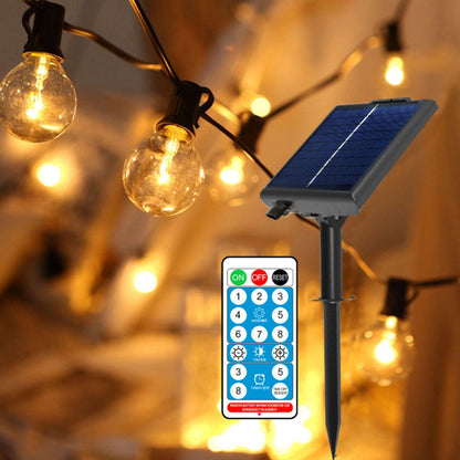 Solar String Lights Outdoor with Remote LED Shatterproof Bulbs Dimmable G40 Solar String Lights for Outside Backyard Party Decor