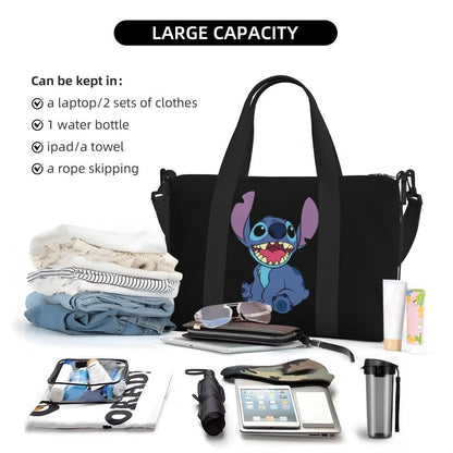 Custom Large SLilo And Stitch Cartoon Tote Bag Women Anime Shopping Shoulder Beach Gym Travel Bag