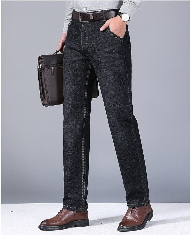 2024 NOVO Calça Jeans Masculina da Moda Business Estilo Clássico Casual Elástica Slim Jeans Masculina Marca Calças Jeans Pretas Azuis