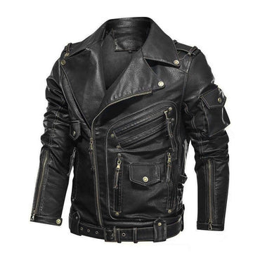fashion Winter Winter Mens Leather Jacket Men Fashion Motorcycle PU Leather Jacket Cool Zipper Pockets Leather Coats Clothing