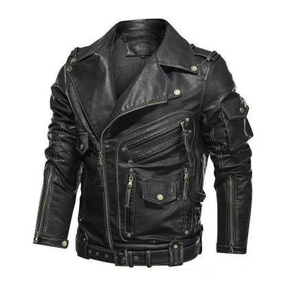 fashion Winter Winter Mens Leather Jacket Men Fashion Motorcycle PU Leather Jacket Cool Zipper Pockets Leather Coats Clothing