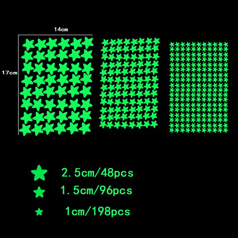 1Set Fluorescent Meteor Stars Glow in the Dark Wall Stickers for Kids Room Bedroom Home Decoration Ceiling Decoration Decals