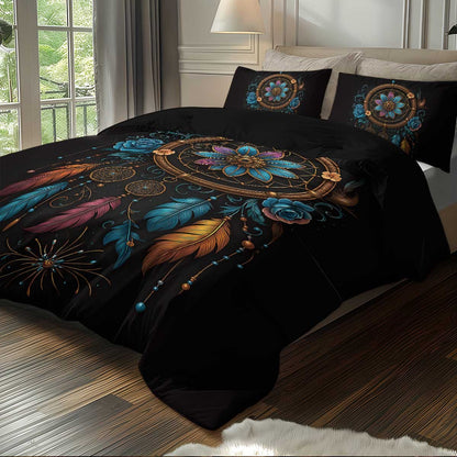 Jogo de cama estampado Boêmio 3 peças, 1*capa de edredom+2*fronha, adequado para quartos de casais e adultos