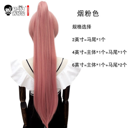 HSIU 80Cm Long Staight Ponytail Clip Cosplay Wig high temperature fiber Synthetic Wigs Anime Party Ponytail Party wigs 14 color