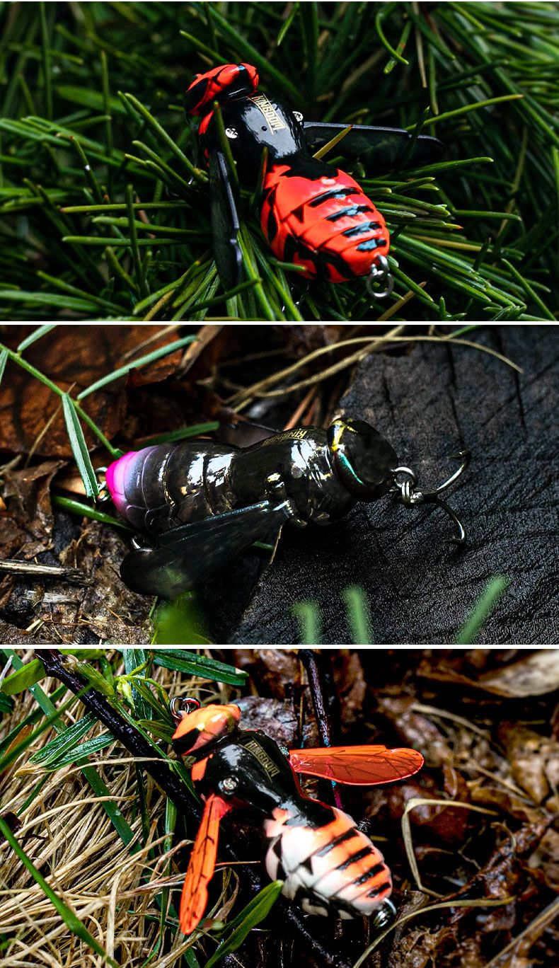 Isca Flutuante Reino de Vespas 4.2g 6.6g 40mm 48mm Inseto Artificial Biônico Isca Dura Pesca Baixo Carpa Lúcio Wobbler