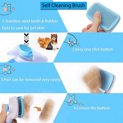 Escova Removedora de Pelos de Cães e Gatos Pente de Higiene e Cuidados para Cães de Pelo Longo Remove Pelos Escova de Banho para Cães Artigos para Cães