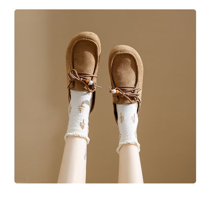 Fashion Brand Shoes Woman 2025 Autumn New Vintage Suede Loafers Pumps Women's Casual Flats Shoes British Style Flat Single Shoes