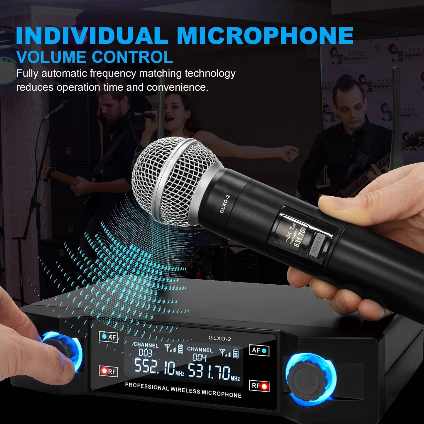 G-L-X Sistema de Microfone Sem Fio Profissional de Canal Duplo UHF Frequência Fixa Microfone Dinâmico de Mão Sem Fio Para Festa de Karaokê