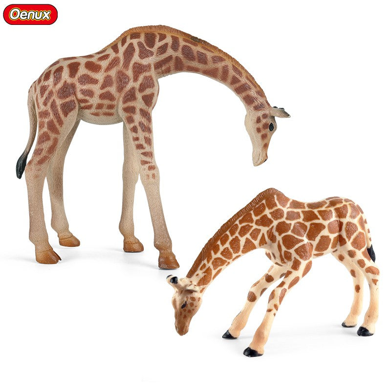 Oenux Zoo África Animais Selvagens Girafa Simulação Modelo Bonecos de Ação PVC Brinquedo Educacional Fofo para Crianças