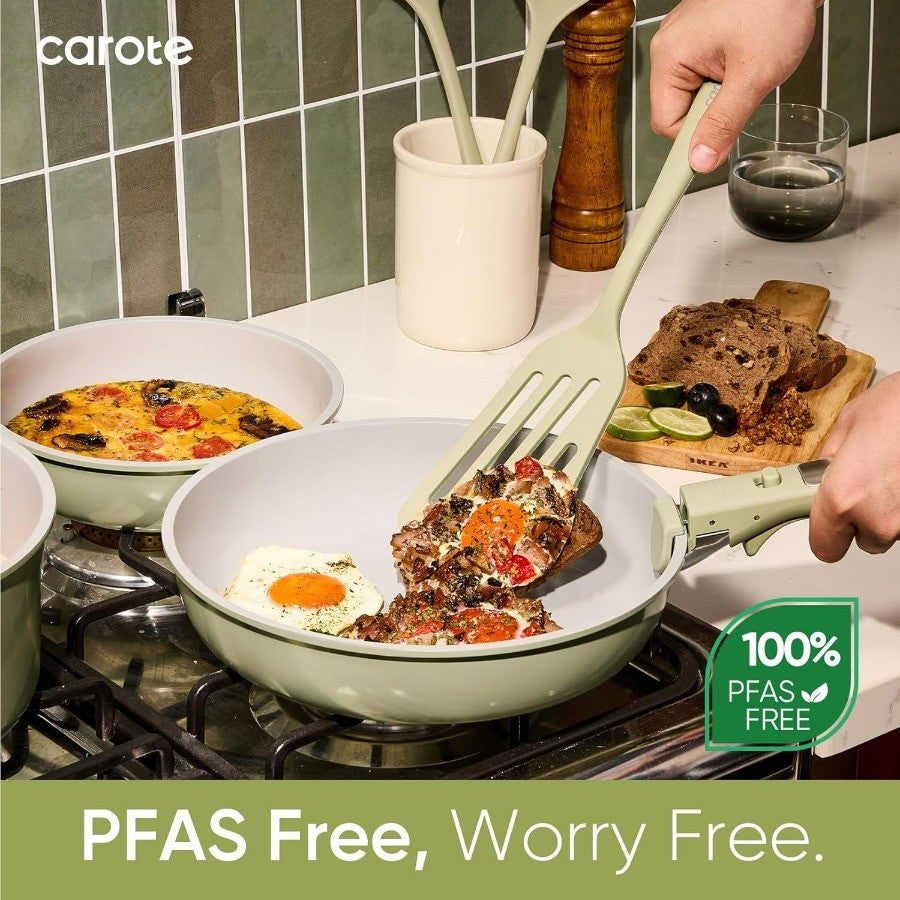 27pcs Ceramic Cookware Set Nonstick, Pots and Pans Set Non stick, Non Toxic Cookware, Dishwasher/Oven Safe, RV/Camping Cookware