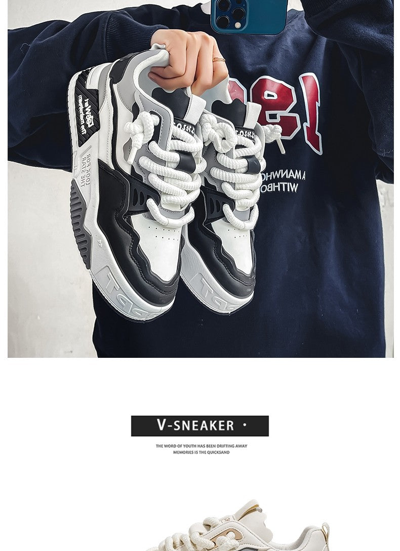 Men's Trendy Skate Shoes, Comfy Non Slip Casual Lace Up Sneakers For Men's Outdoor Activities