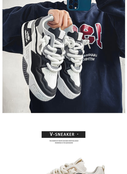 Men's Trendy Skate Shoes, Comfy Non Slip Casual Lace Up Sneakers For Men's Outdoor Activities