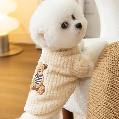 Moletom de Luxo com Capuz para Cães, Roupas Quentes de Inverno para Cães, Moletom Fofo e Macio para Filhotes, Estampa de Urso, Moletons para Gatos, Suéteres para Animais de Estimação, Roupas para Bichon
