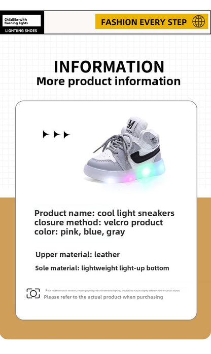 Children Shoe Spring and Autumn Boys Girls Lighted Sneakers Glowing Shoe Soft Soled Breathable Casual Infant Toddler Shoes